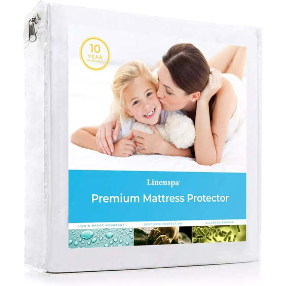 Linenspa Five Sided Waterproof Mattress Protector, Twin - Picture 1 of 9